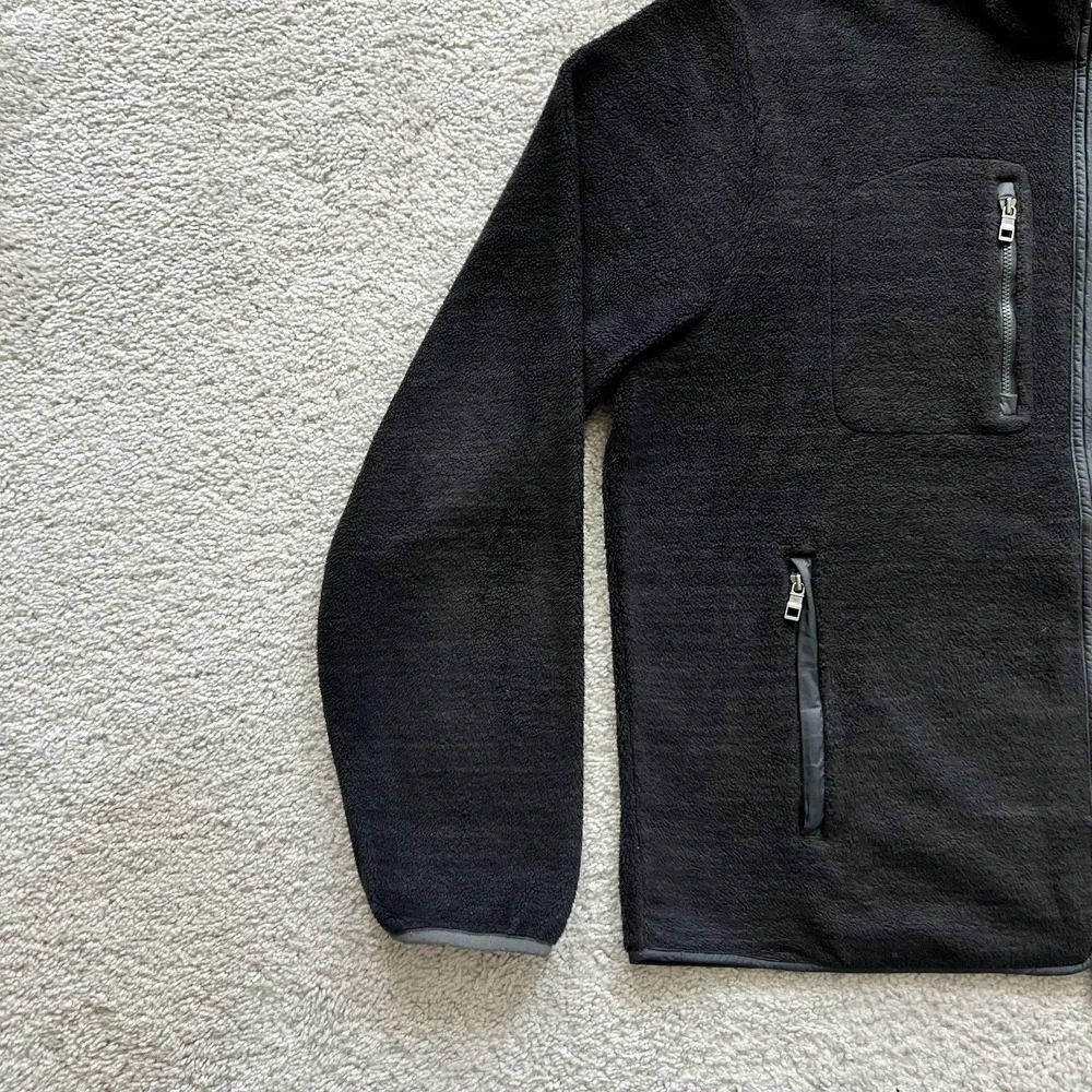 Peter Millar Micro Shearling Fleece Jacket Mens L Black Full Zip Golf Layer
